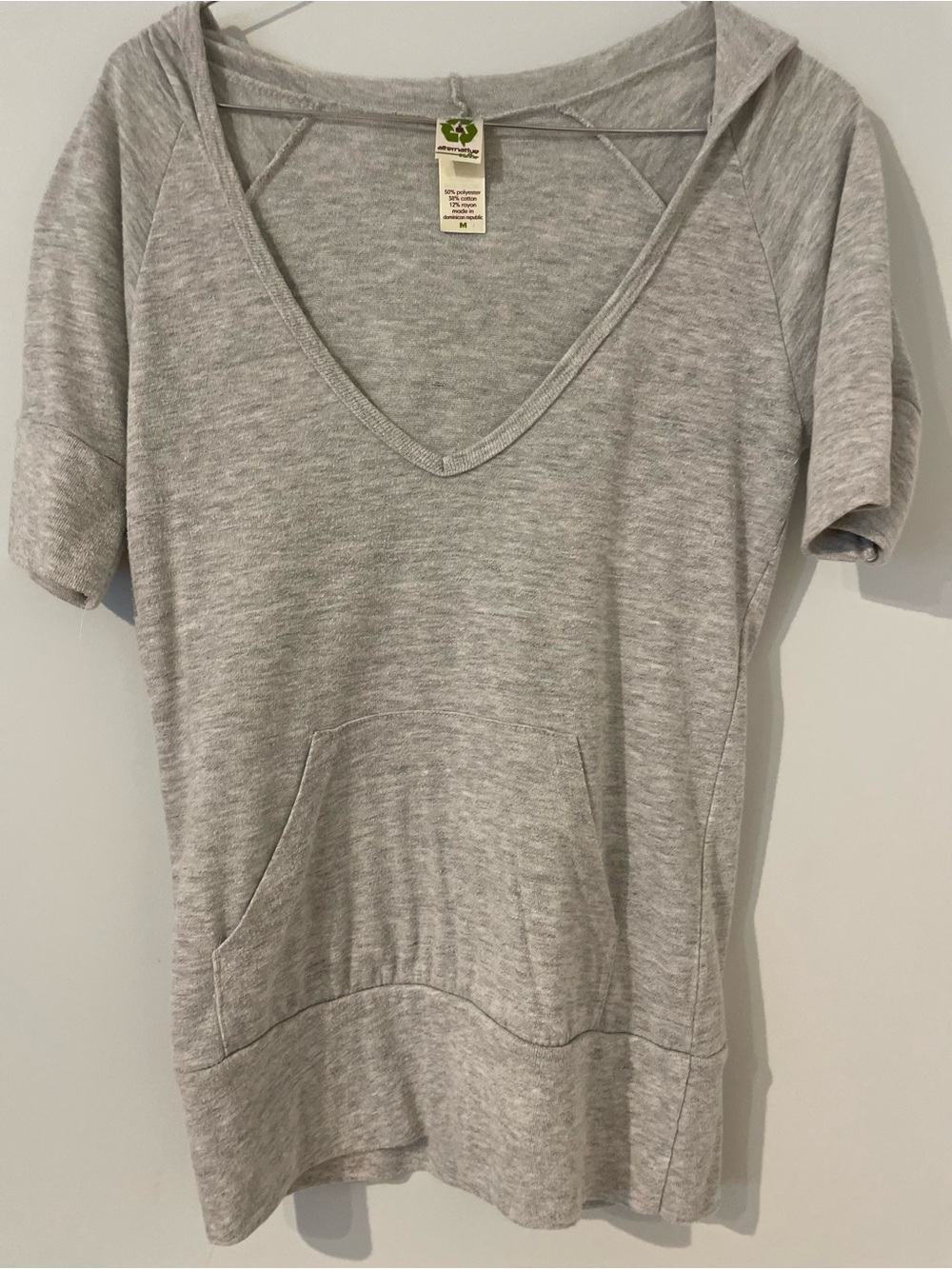 Alternative Apparel Light Gray Short-Sleeve Hooded Top